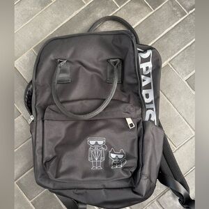 Karl L Black Backpack with Graphic Design